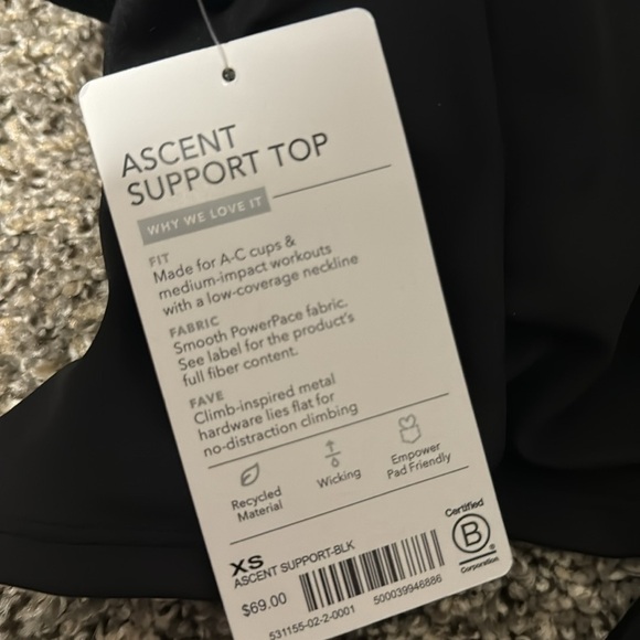 NWT! Athleta Black Ascent Support Top - Size XS 💙 - Picture 4 of 4